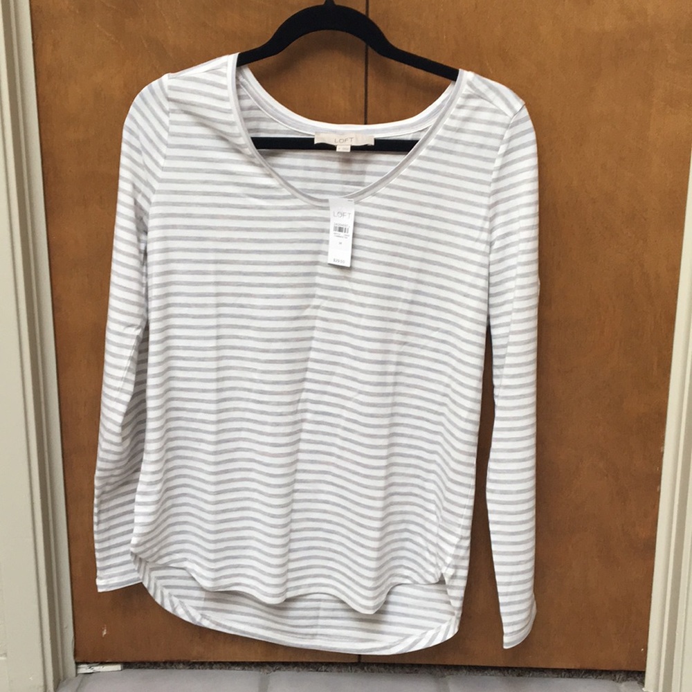 LOFT heather striped long sleeve tee